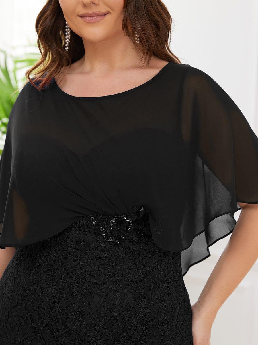 Unique Lace Mermaid Chiffon Mother of the Bride Dress with Short Sleeves
