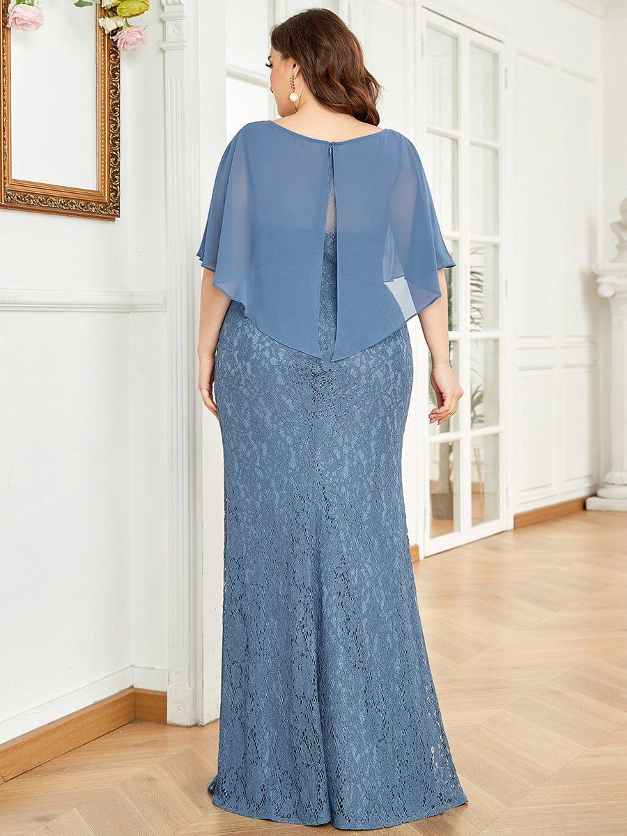 Unique Lace Mermaid Chiffon Mother of the Bride Dress with Short Sleeves