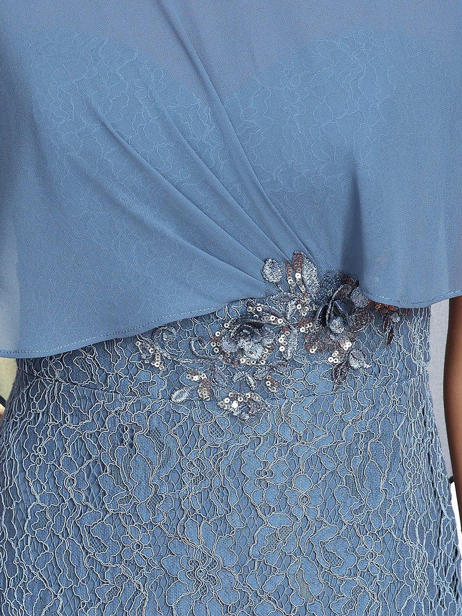 Unique Lace Mermaid Chiffon Mother of the Bride Dress with Short Sleeves