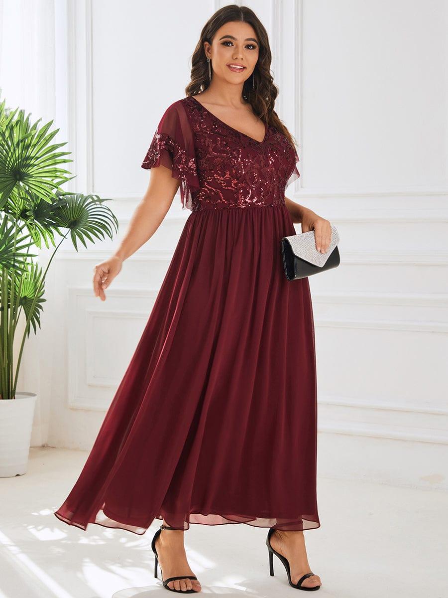 Chic A-Line V-Neck Sequin Chiffon Mother of the Bride Dress