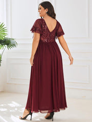 Chic A-Line V-Neck Sequin Chiffon Mother of the Bride Dress