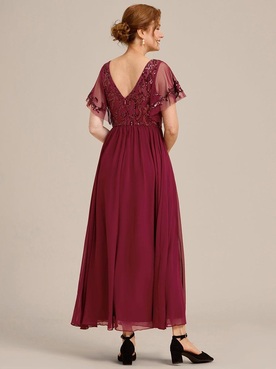 Chic A-Line V-Neck Sequin Chiffon Mother of the Bride Dress