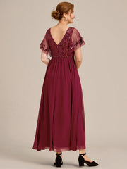 Chic A-Line V-Neck Sequin Chiffon Mother of the Bride Dress