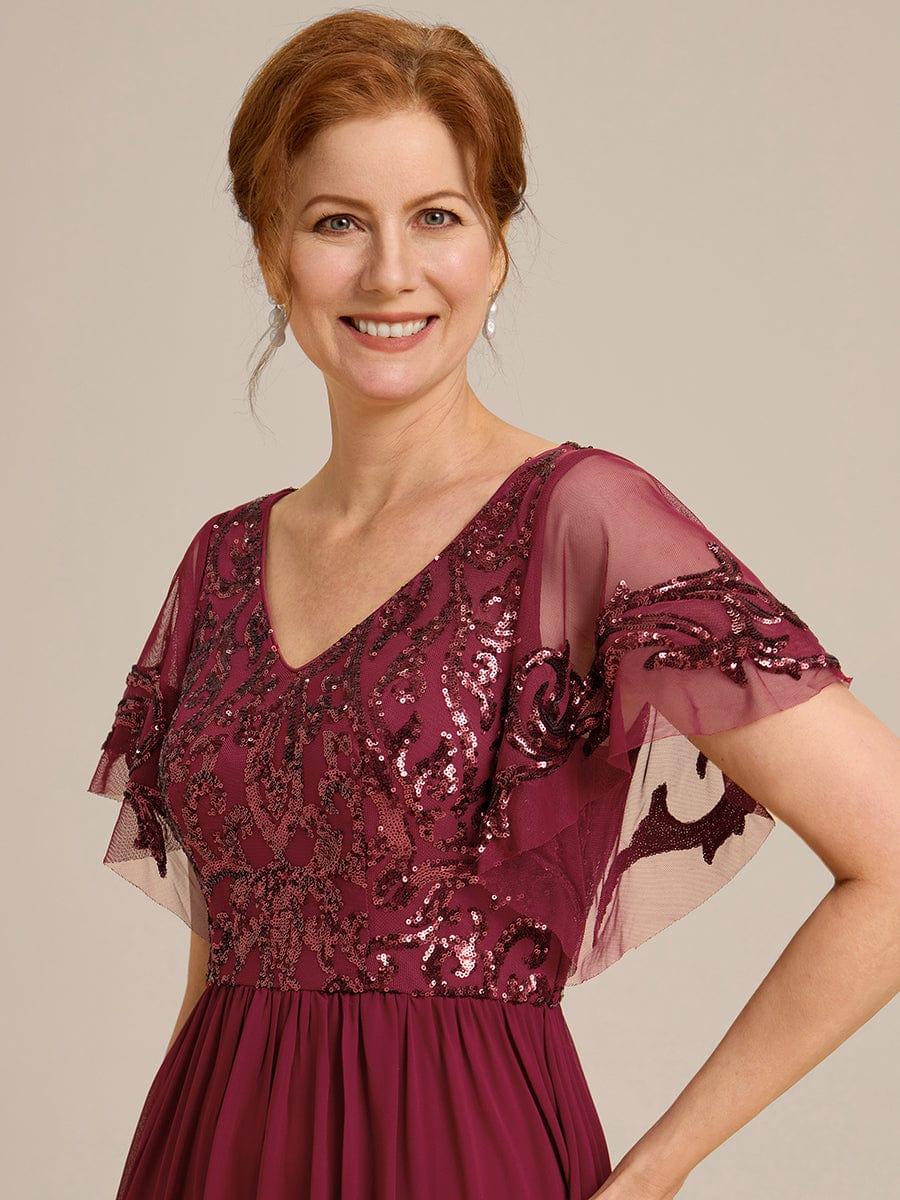 Chic A-Line V-Neck Sequin Chiffon Mother of the Bride Dress