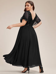 Chic A-Line V-Neck Sequin Chiffon Mother of the Bride Dress