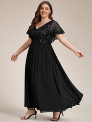 Chic A-Line V-Neck Sequin Chiffon Mother of the Bride Dress