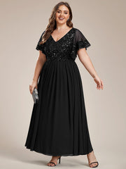 Unique Plus Size V-Neck A-Line Sequin Mother of the Bride Dress