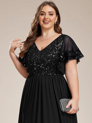 Chic A-Line V-Neck Sequin Chiffon Mother of the Bride Dress