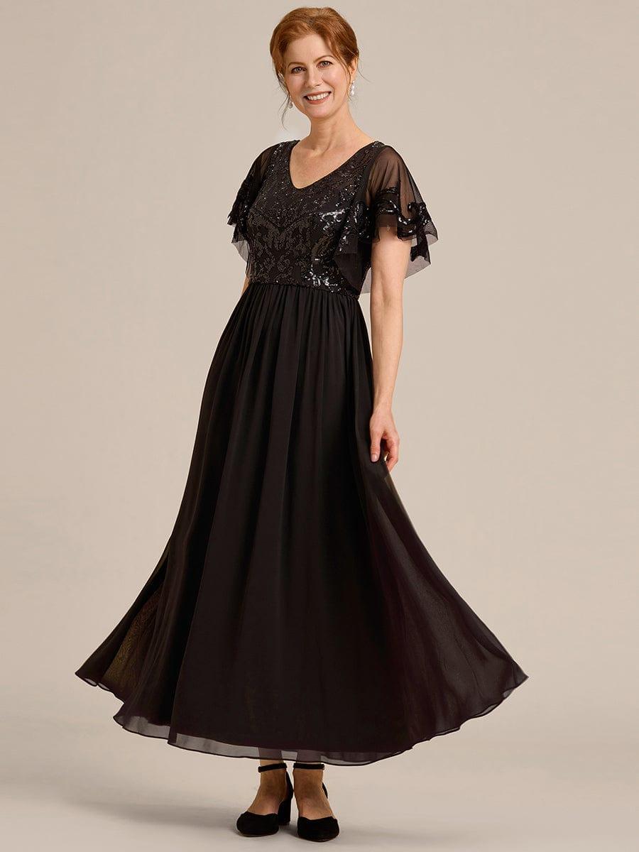 Chic A-Line V-Neck Sequin Chiffon Mother of the Bride Dress