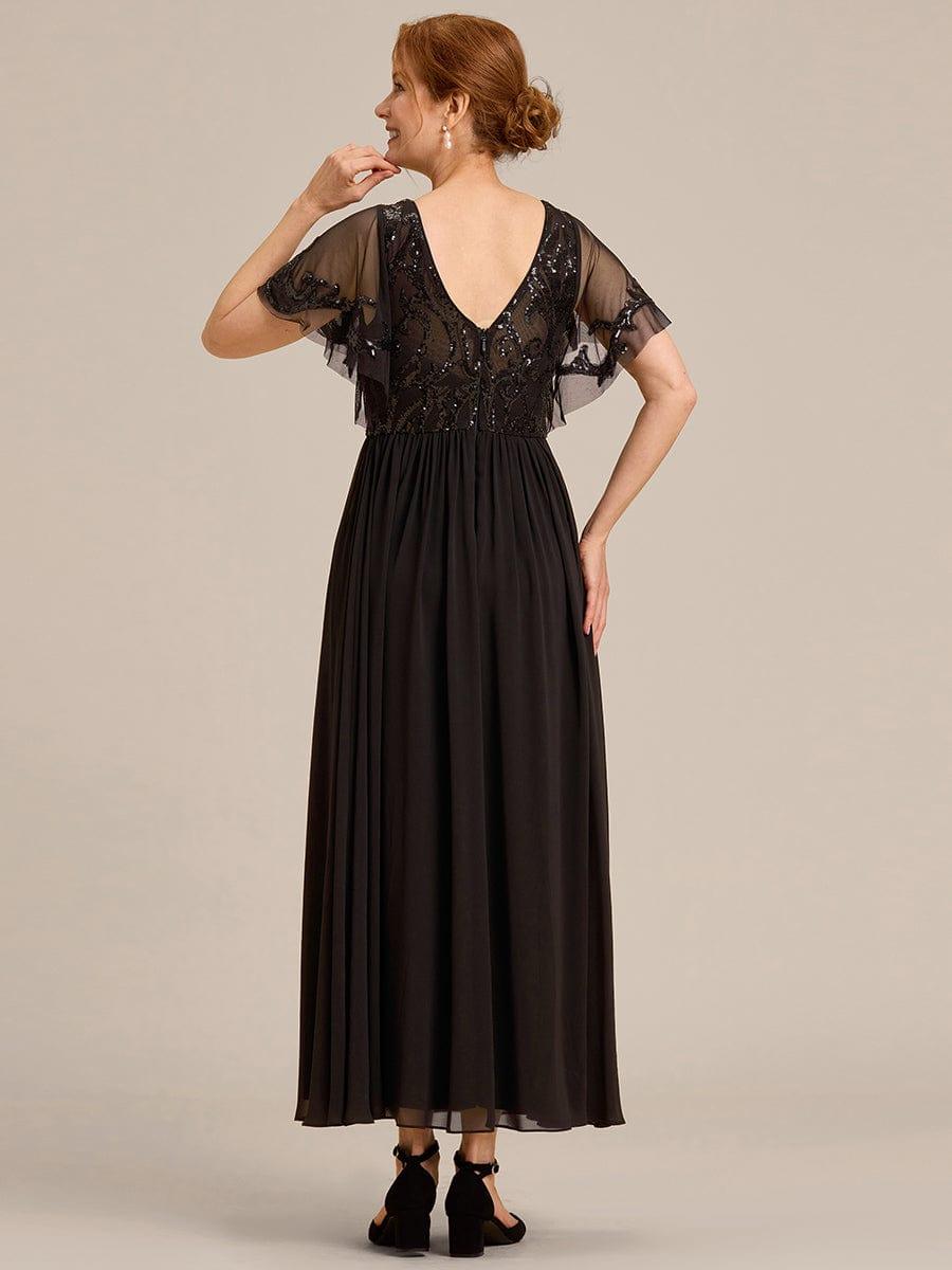 Chic A-Line V-Neck Sequin Chiffon Mother of the Bride Dress