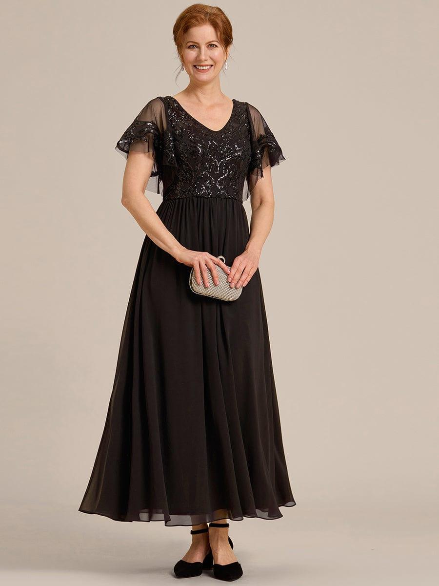 Chic A-Line V-Neck Sequin Chiffon Mother of the Bride Dress