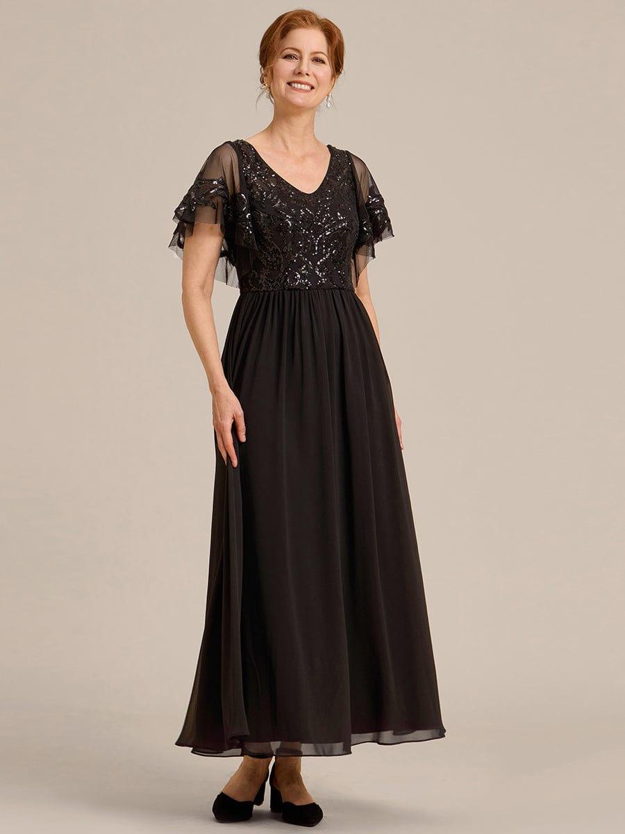Chic A-Line V-Neck Sequin Chiffon Mother of the Bride Dress