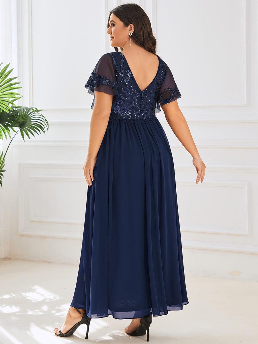 Chic A-Line V-Neck Sequin Chiffon Mother of the Bride Dress