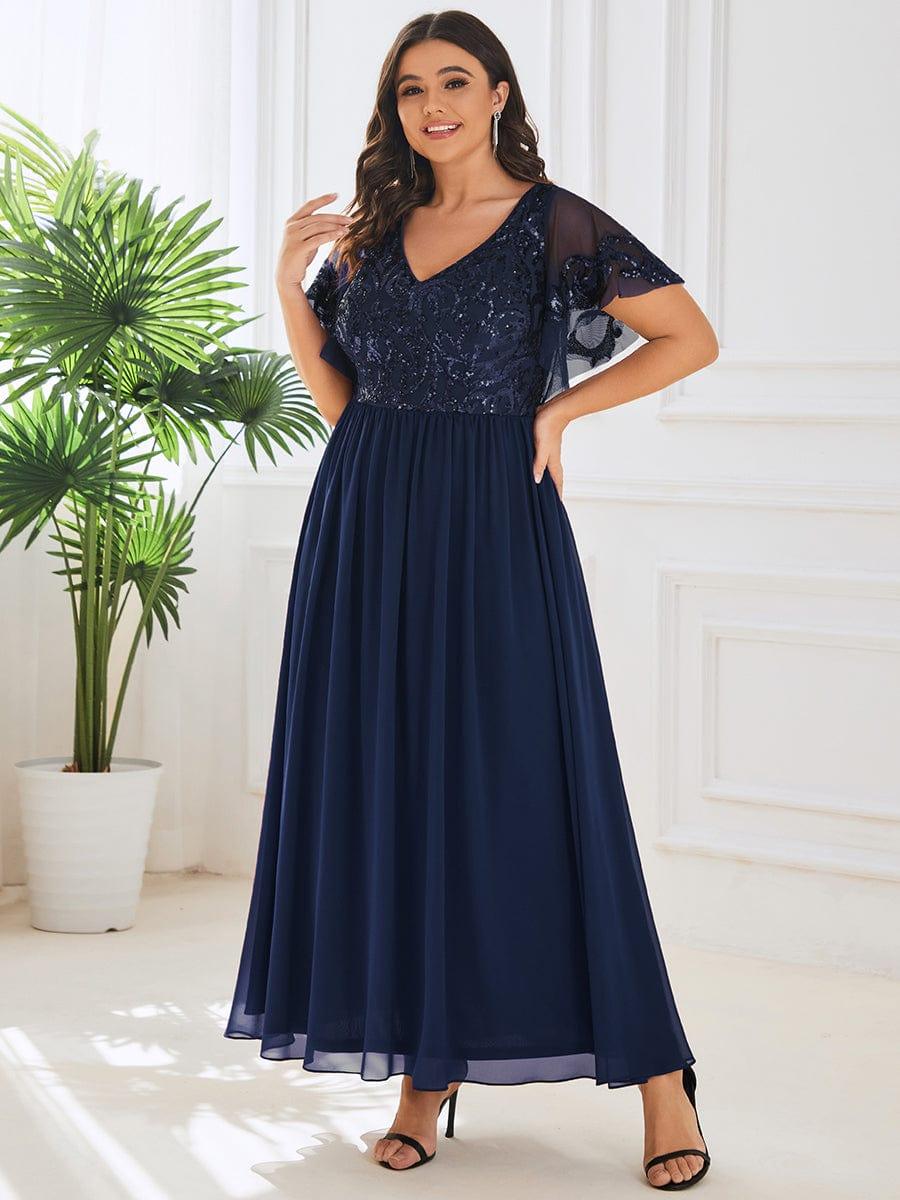 Chic A-Line V-Neck Sequin Chiffon Mother of the Bride Dress