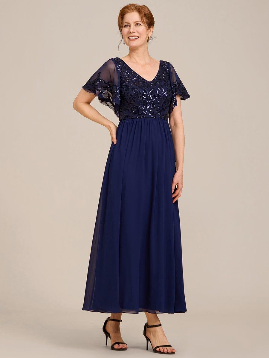 Chic A-Line V-Neck Sequin Chiffon Mother of the Bride Dress