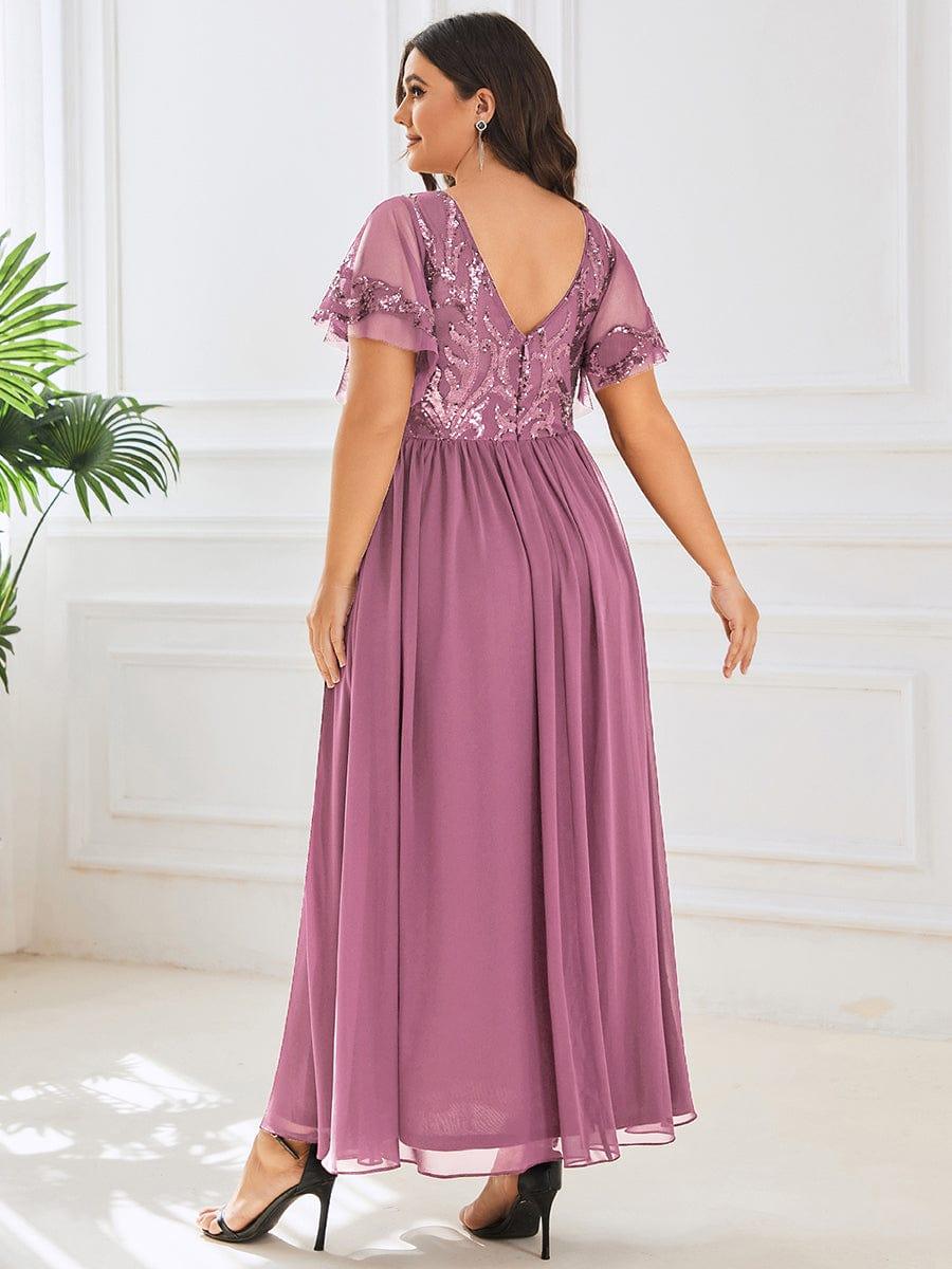 Chic A-Line V-Neck Sequin Chiffon Mother of the Bride Dress
