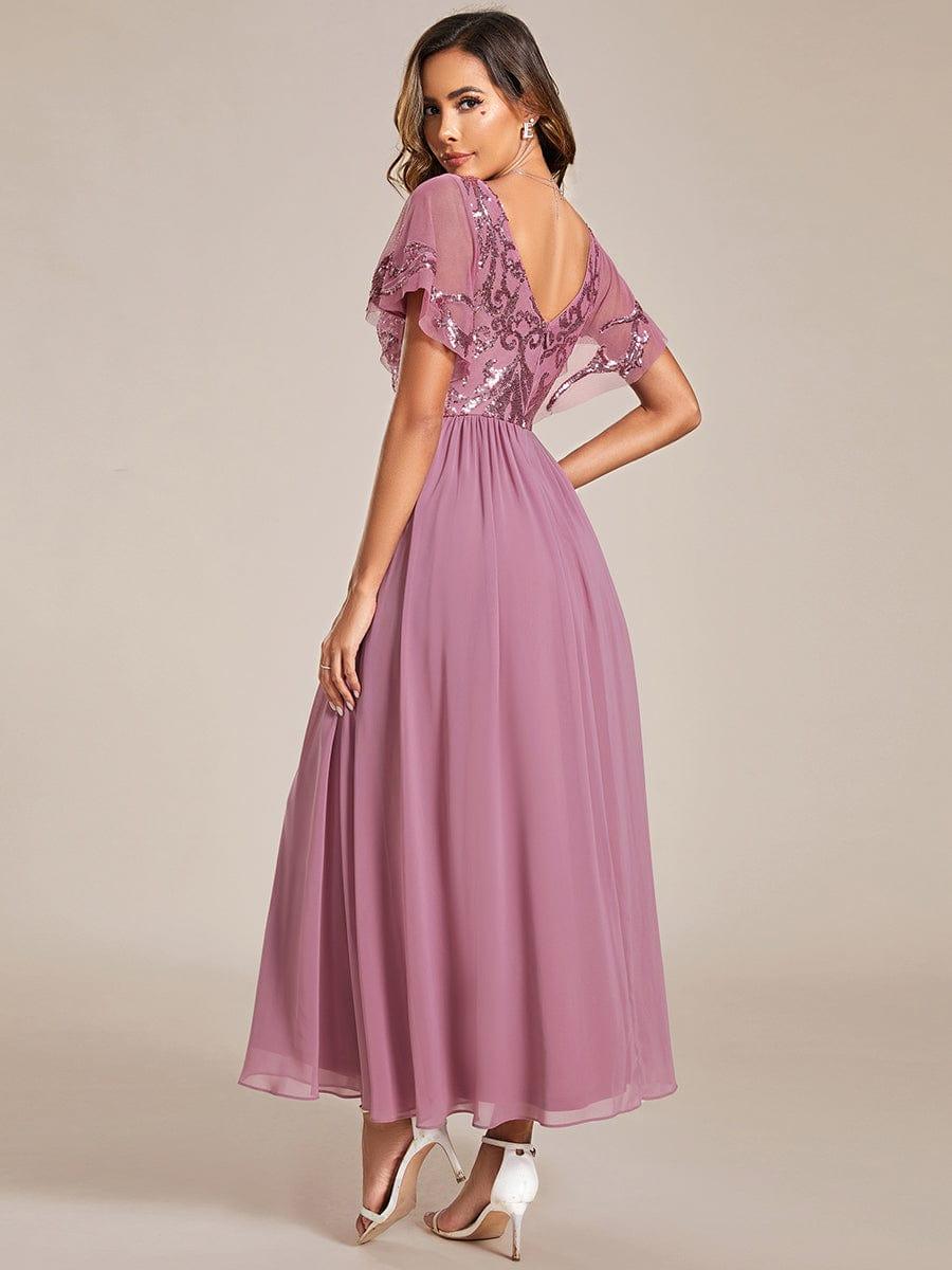 Chic A-Line V-Neck Sequin Chiffon Mother of the Bride Dress