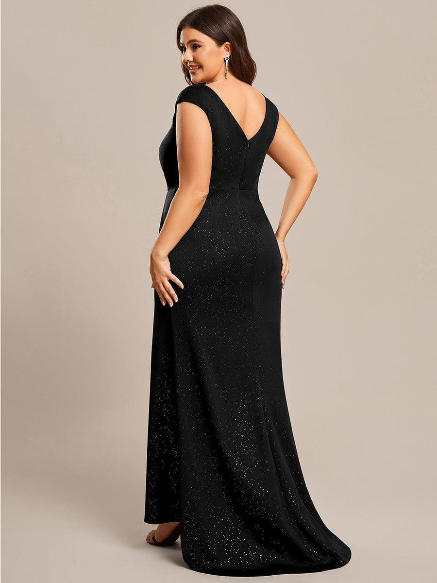 Fancy Plus Size V-Neck Sequin Mother of the Bride Dress with Slit