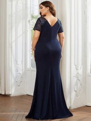 Modern Plus Size V-Neck Mermaid Mother of the Bride Dresses with High Slit