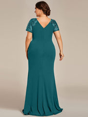 Modern Plus Size V-Neck Mermaid Mother of the Bride Dresses with High Slit