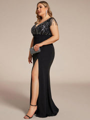 Feminine Sleeveless Mermaid Sequin Mother of the Bride Dress with Slit