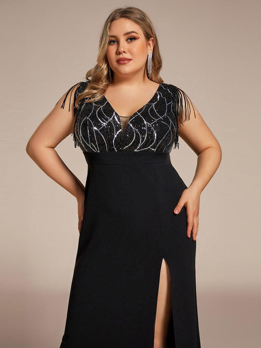 Feminine Sleeveless Mermaid Sequin Mother of the Bride Dress with Slit