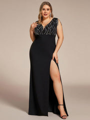 Feminine Sleeveless Mermaid Sequin Mother of the Bride Dress with Slit