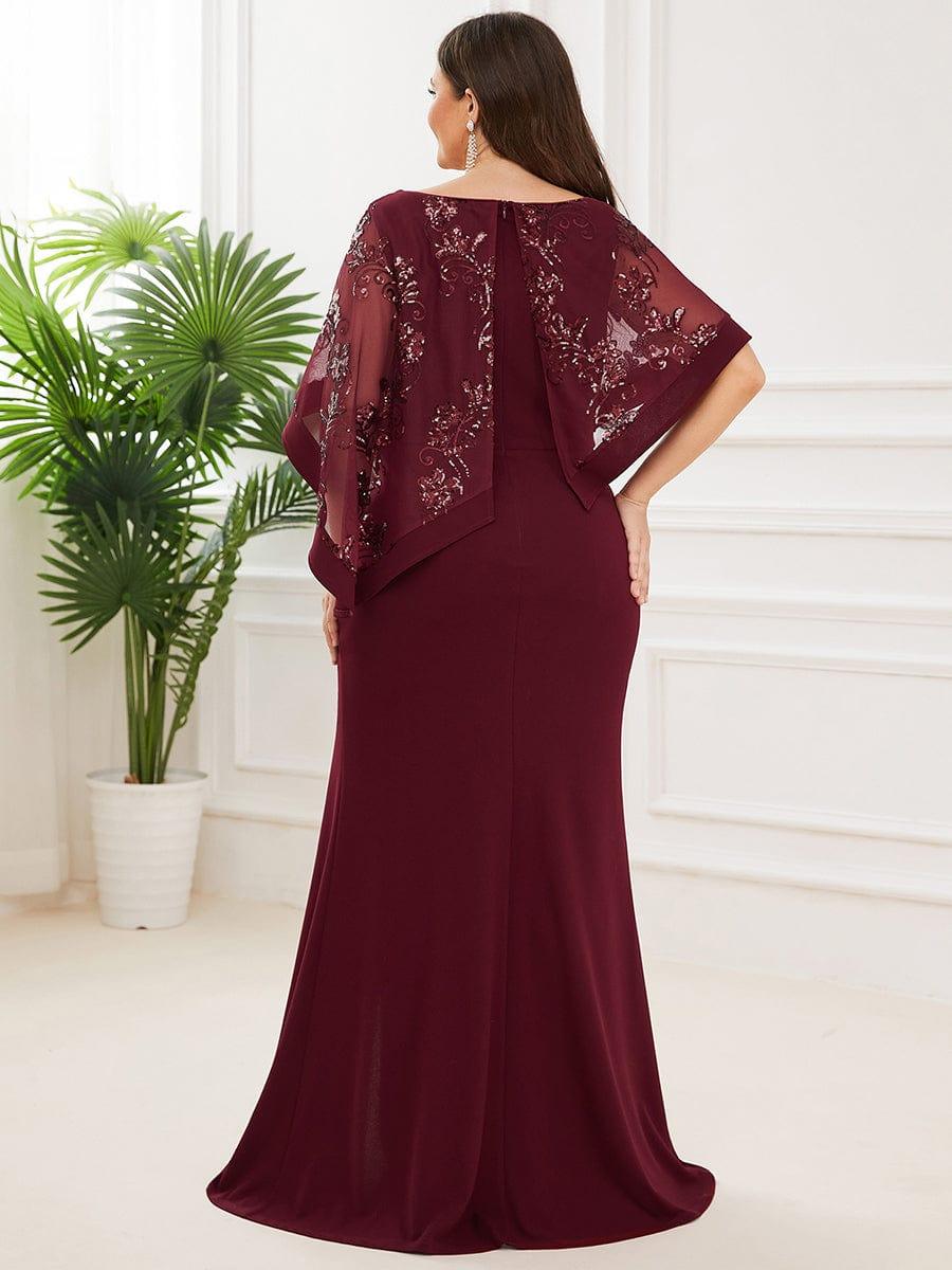 Classic Lace Sequin Bodycon Floor-Length Mother Dress with Slit