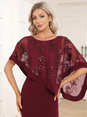 Classic Lace Sequin Bodycon Floor-Length Mother Dress with Slit
