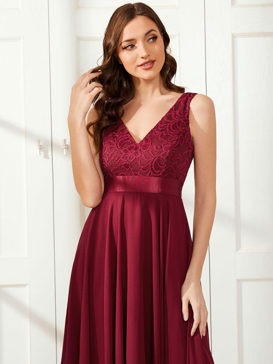 Charming Asymmetrical A-Line V-Neck Lace Dress