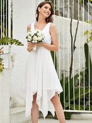 Charming Asymmetrical A-Line V-Neck Lace Dress