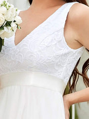 Charming Asymmetrical A-Line V-Neck Lace Dress