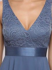 Charming Asymmetrical A-Line V-Neck Lace Dress