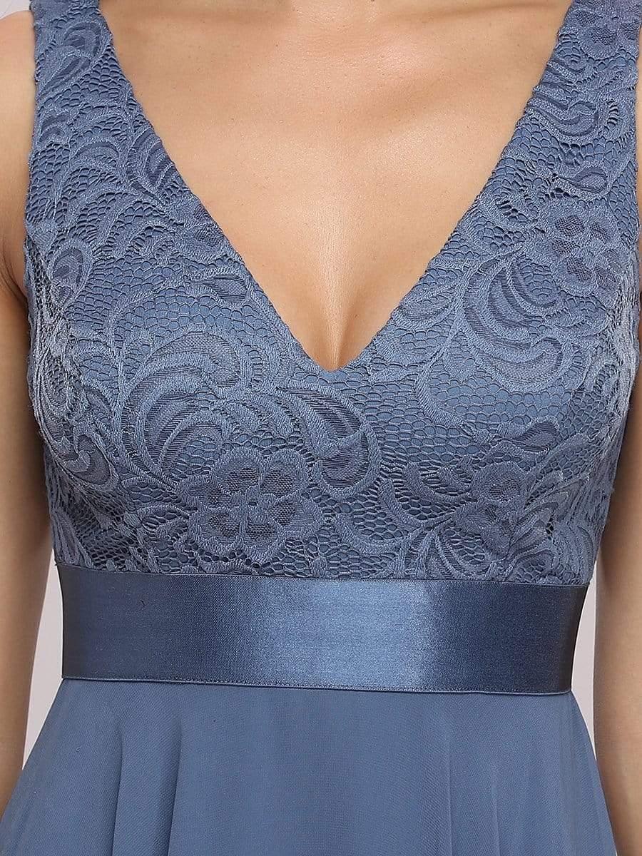 Charming Asymmetrical A-Line V-Neck Lace Dress