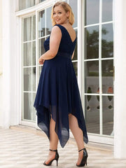 Lovely Plus Size V-Neck Prom Lace Dress for Women with Sash