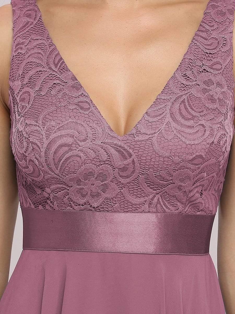 Charming Asymmetrical A-Line V-Neck Lace Dress