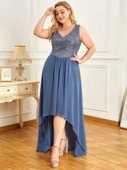 Chic Plus Size Chiffon V-Neck Sleeveless Formal Evening Dresses