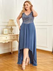 Chic Plus Size Chiffon V-Neck Sleeveless Formal Evening Dresses
