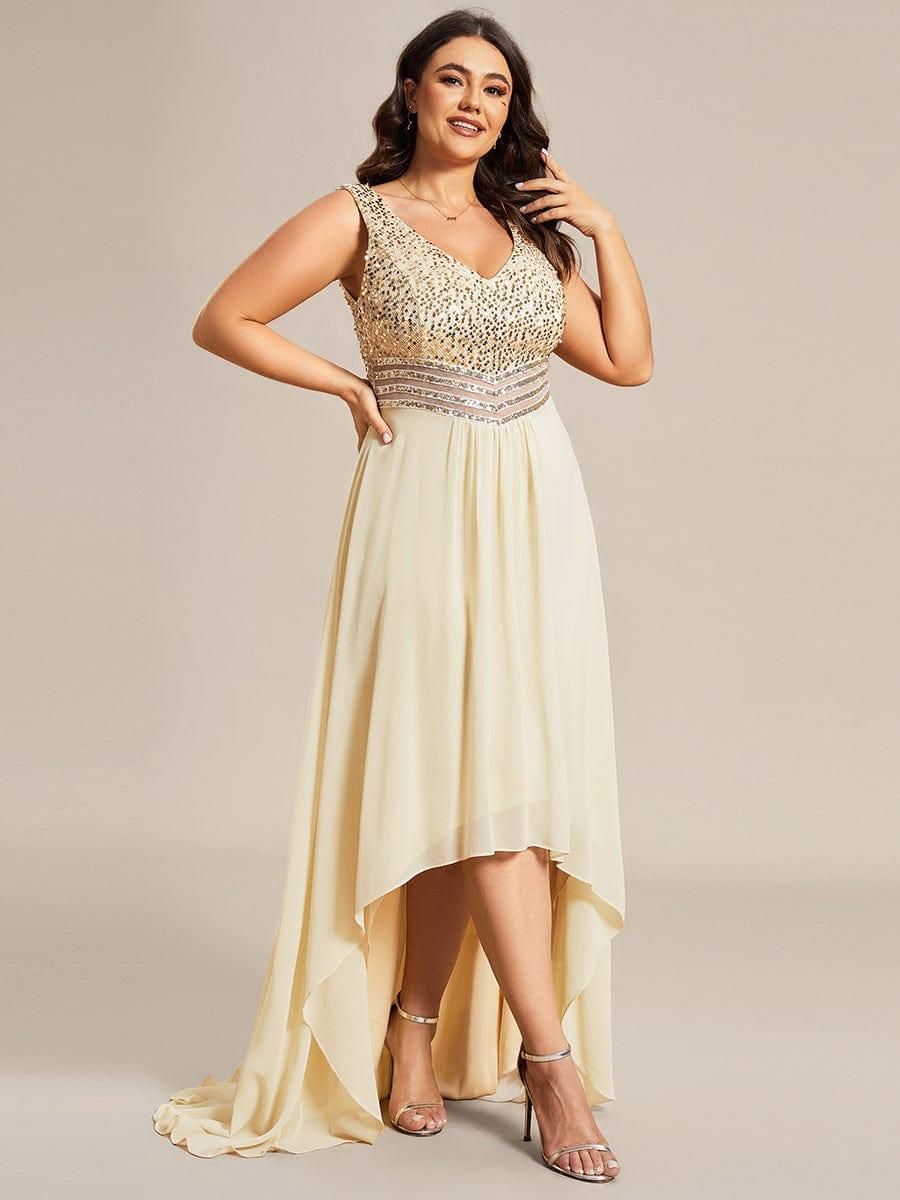 Chic Plus Size Chiffon V-Neck Sleeveless Formal Evening Dresses