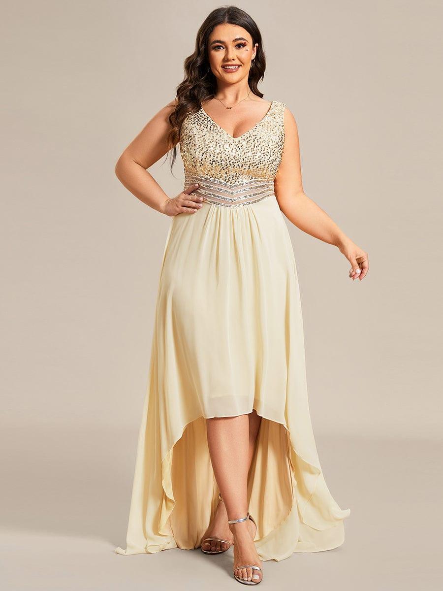 Chic Plus Size Chiffon V-Neck Sleeveless Formal Evening Dresses