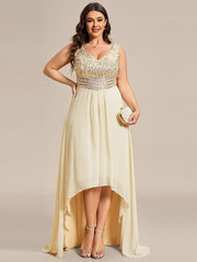 Chic Plus Size Chiffon V-Neck Sleeveless Formal Evening Dresses