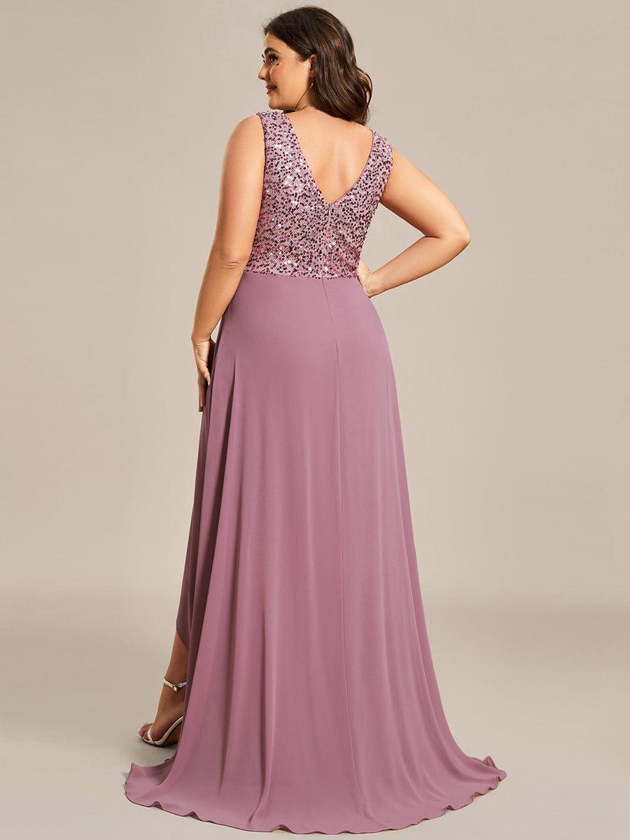 Chic Plus Size Chiffon V-Neck Sleeveless Formal Evening Dresses