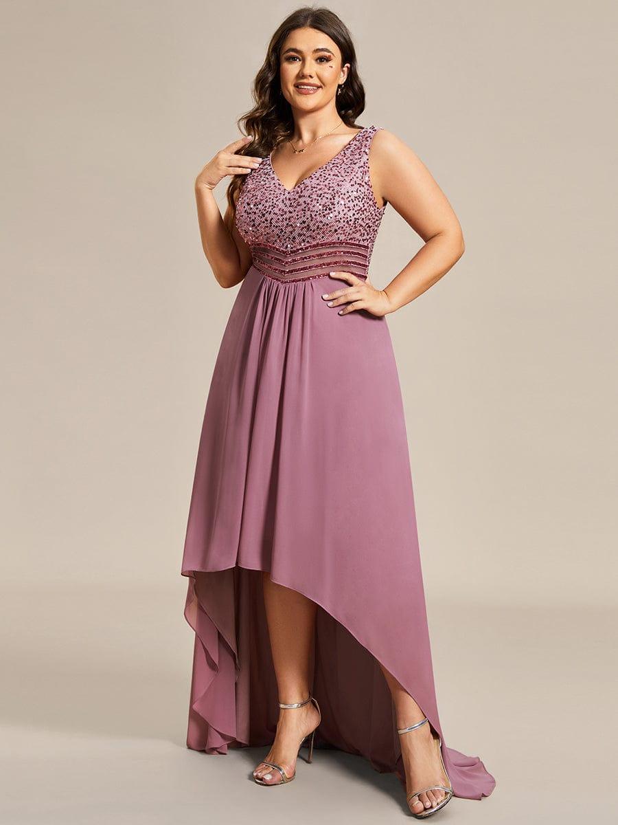 Chic Plus Size Chiffon V-Neck Sleeveless Formal Evening Dresses