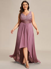 Chic Plus Size Chiffon V-Neck Sleeveless Formal Evening Dresses