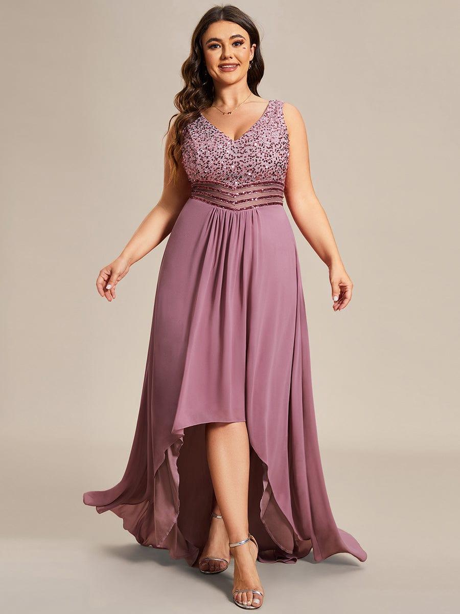 Chic Plus Size Chiffon V-Neck Sleeveless Formal Evening Dresses