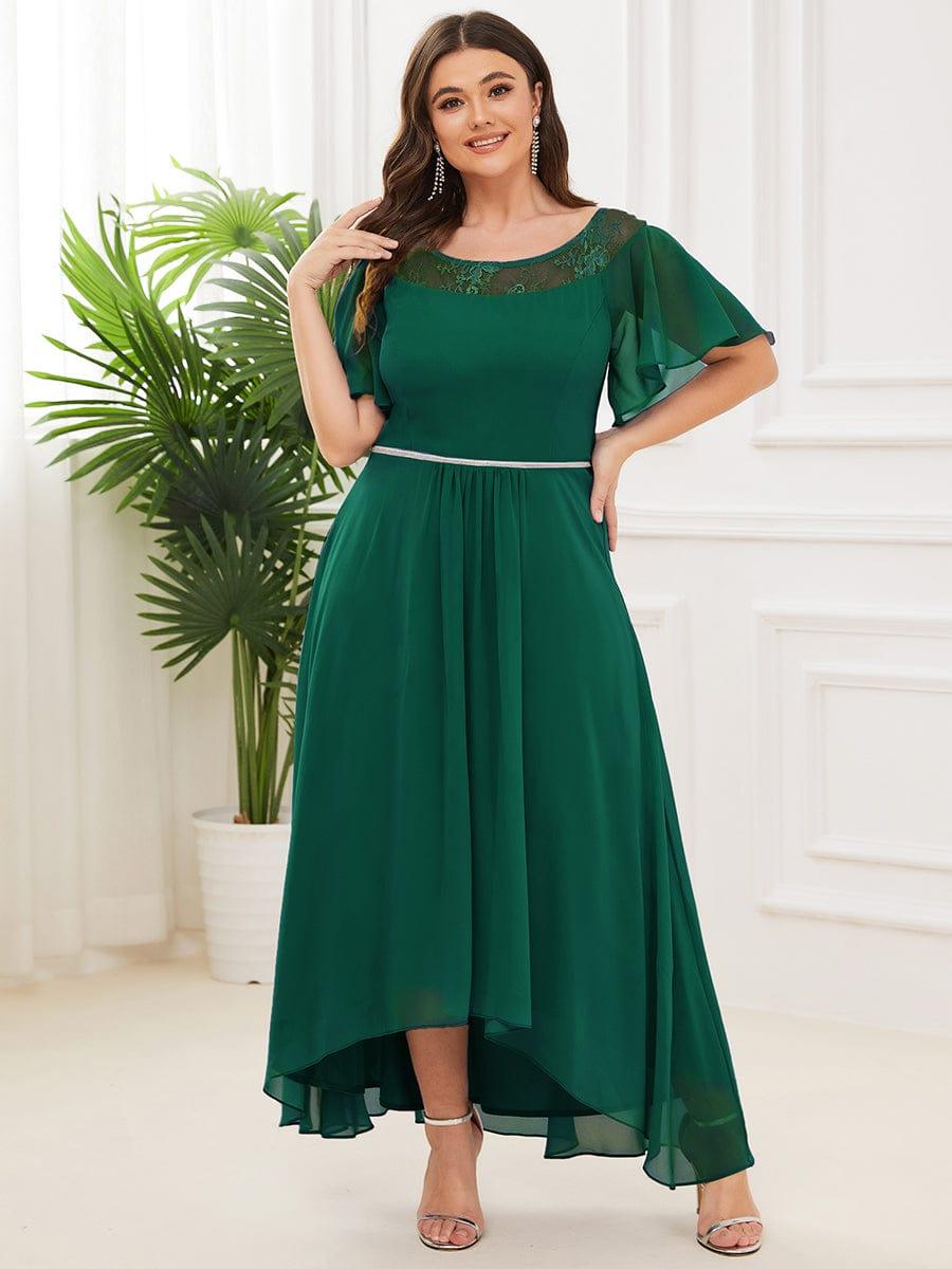 Charming Plus Size Scoop Neck Formal Dress with Sleeves