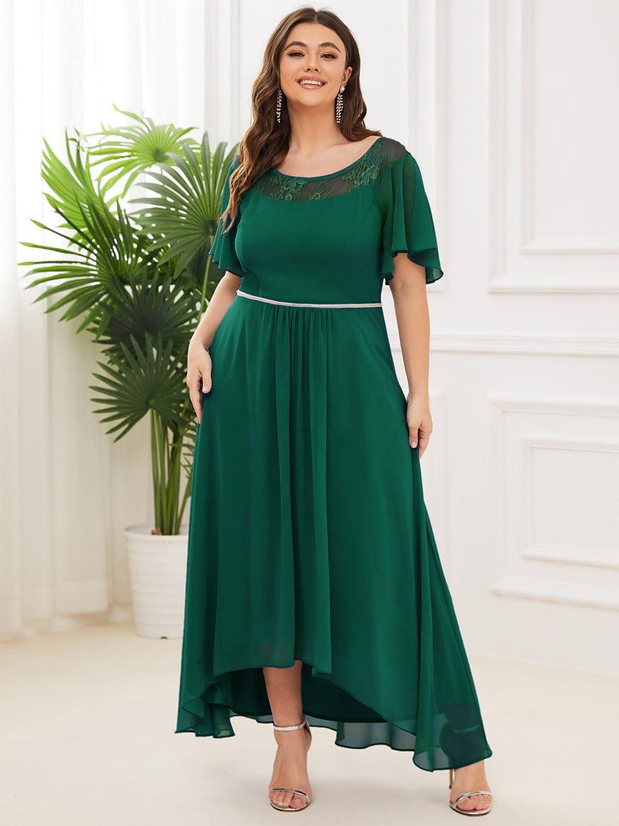 Charming Plus Size Scoop Neck Formal Dress with Sleeves