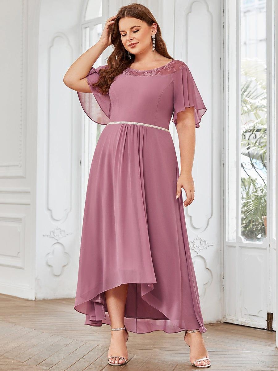 Charming Plus Size Scoop Neck Formal Dress with Sleeves