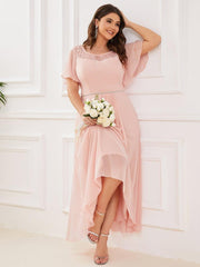Charming Plus Size Scoop Neck Formal Dress with Sleeves