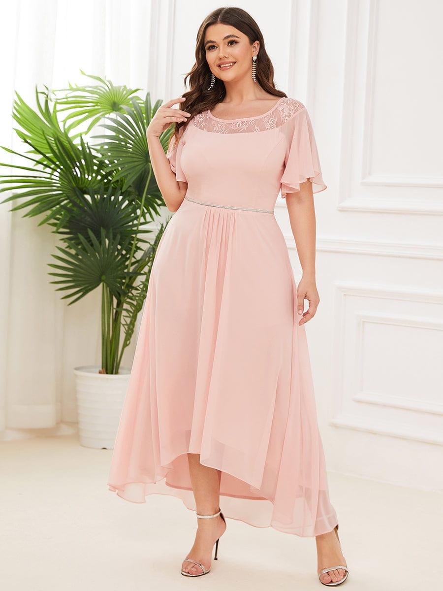 Charming Plus Size Scoop Neck Formal Dress with Sleeves
